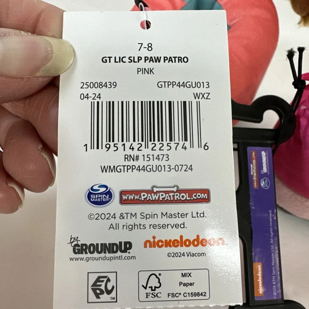 Nickelodeon Paw Patrol Toddler Slippers Liberty & Skye Plush 3D Girls Size 7-8